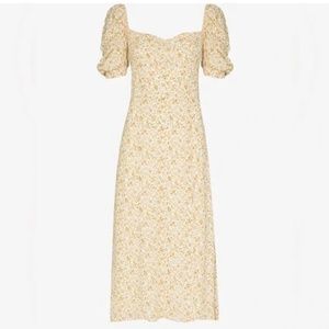 NWT Reformation Bandit Floral Puff Sleeve Midi Dress in Lima Size 6